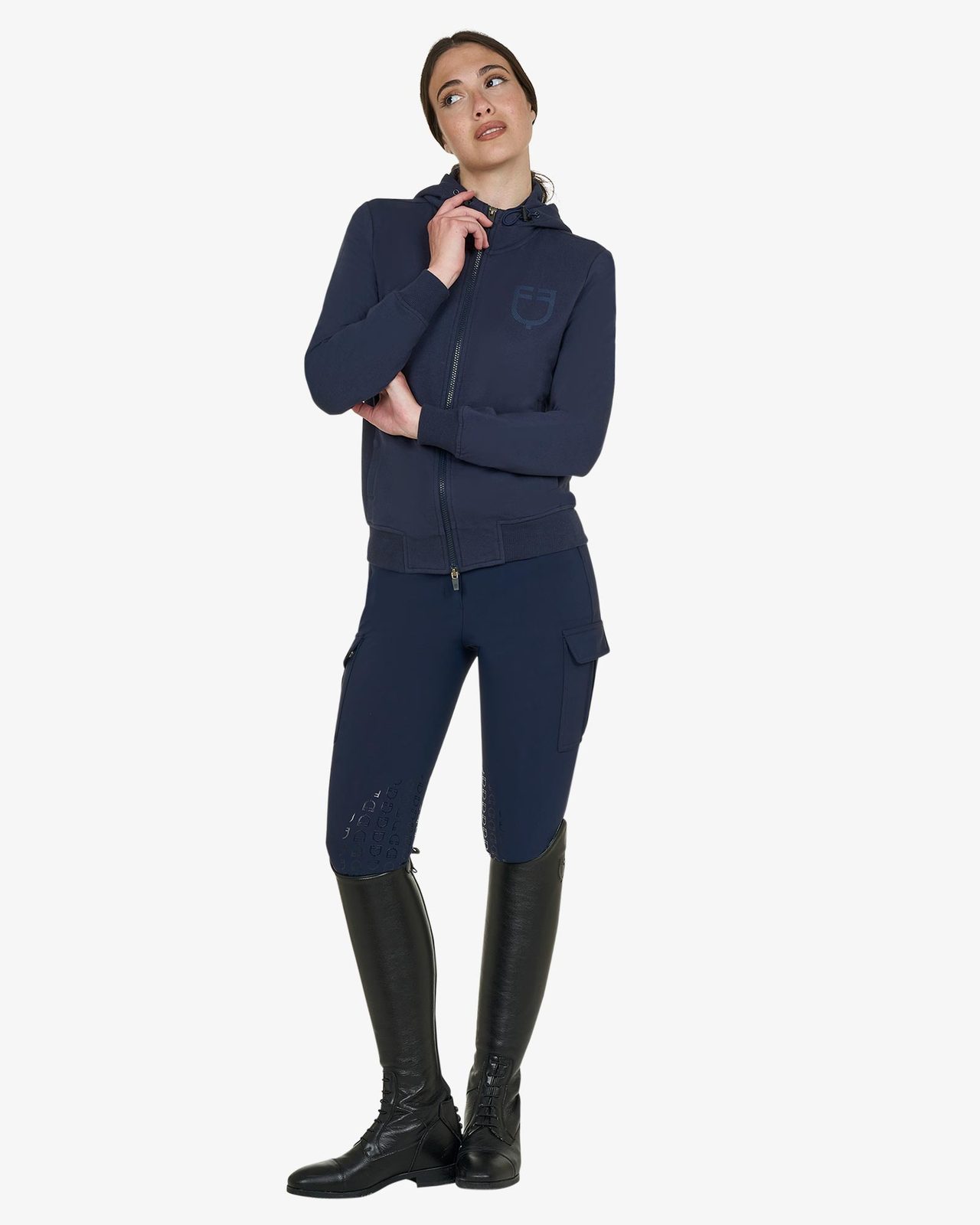 Felpa donna con cappuccio regolabile e zip