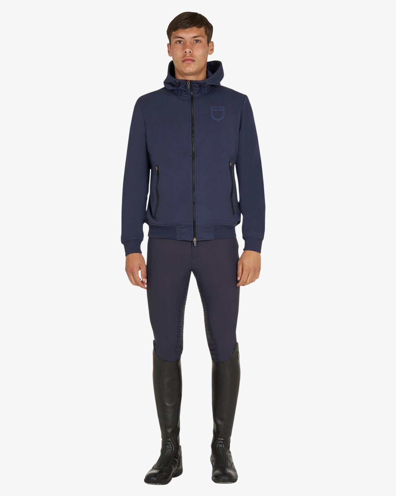 Men's sweatshirt with adjustable hood and zip