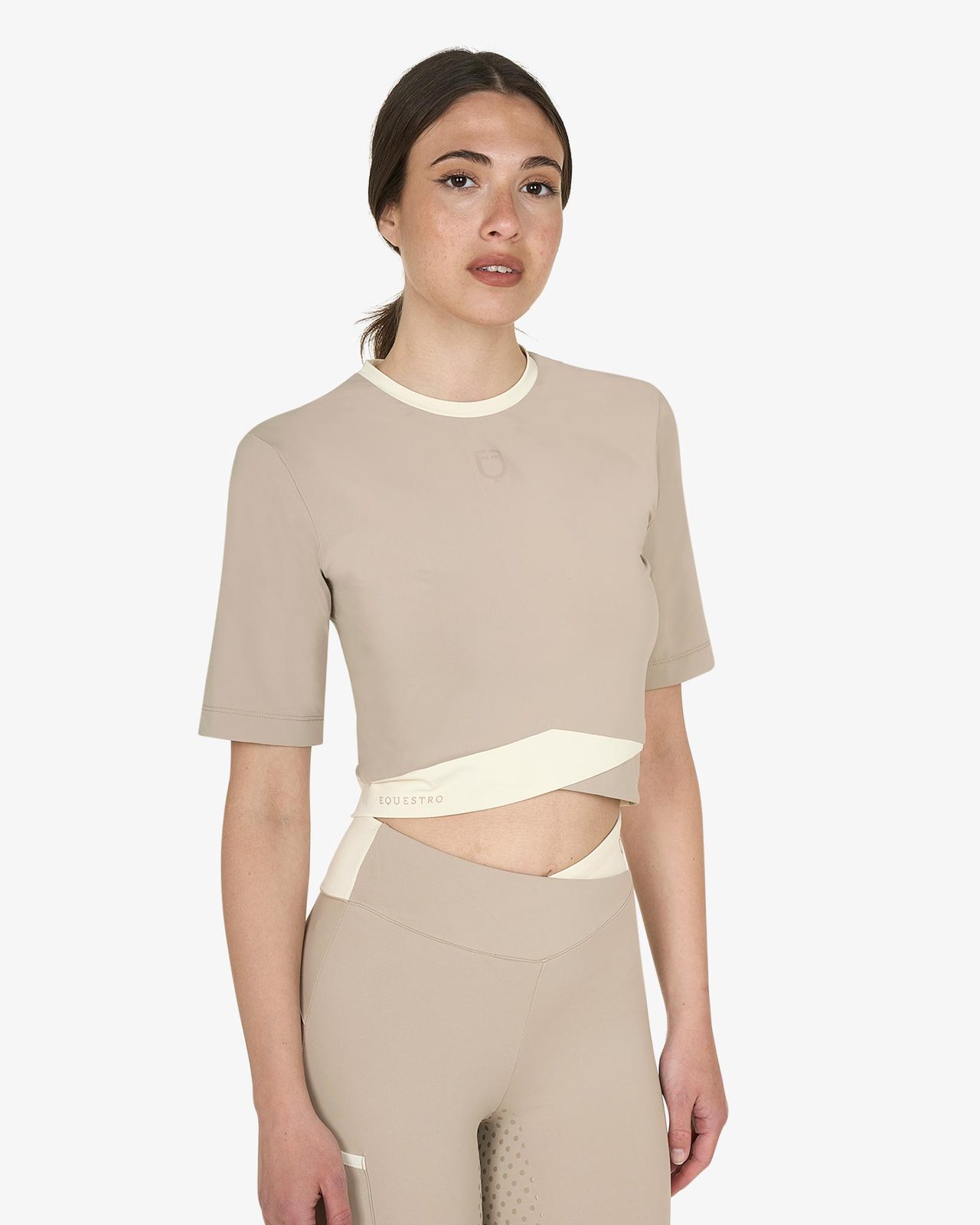 Women's cropped T-shirt in technical fabric