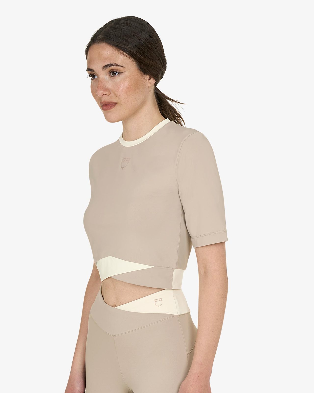 Women's cropped T-shirt in technical fabric