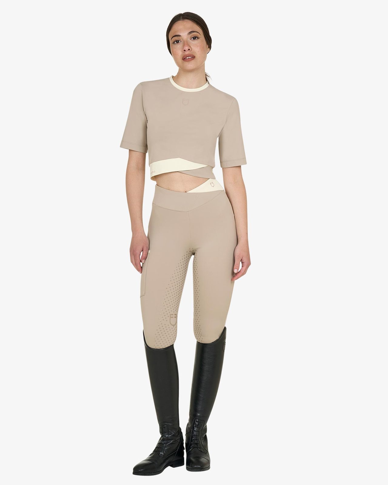 Women's cropped T-shirt in technical fabric