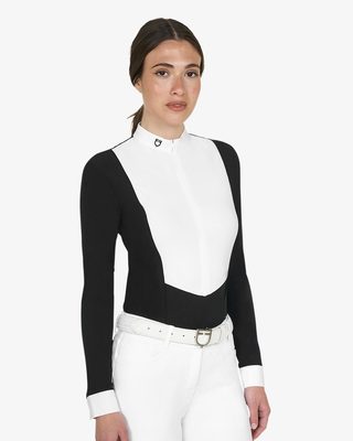 Polo donna concorso a maniche lunghe e zip