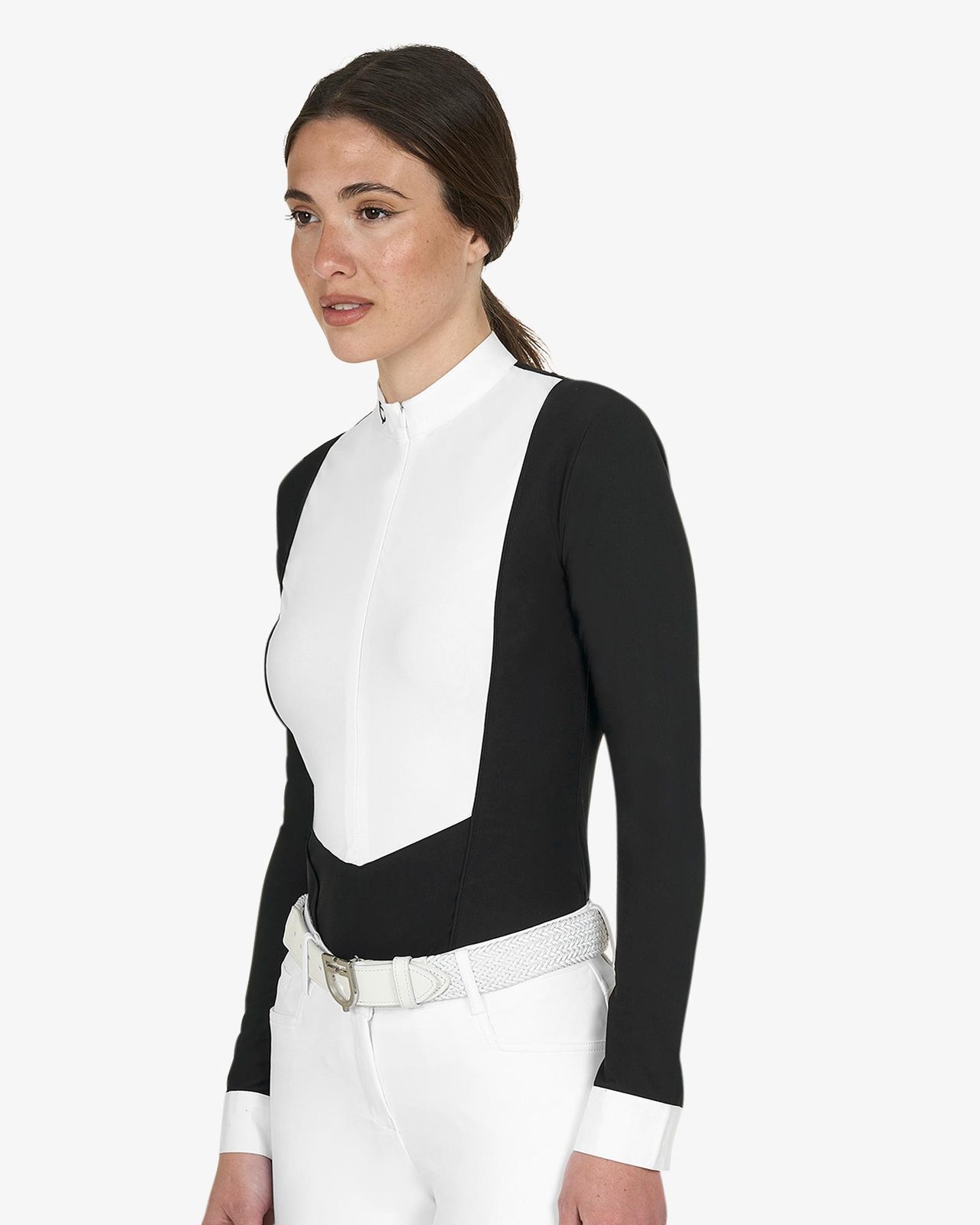 Polo donna concorso a maniche lunghe e zip