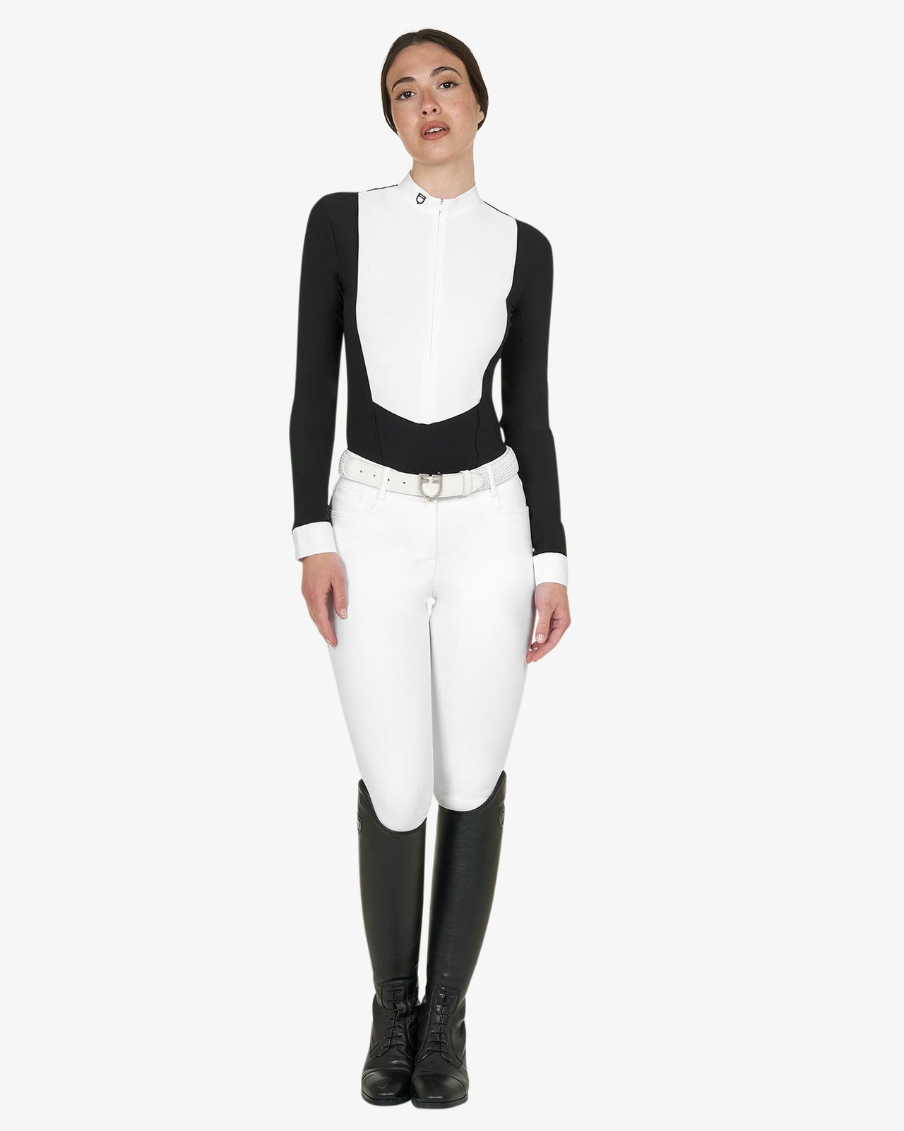 Polo donna concorso a maniche lunghe e zip