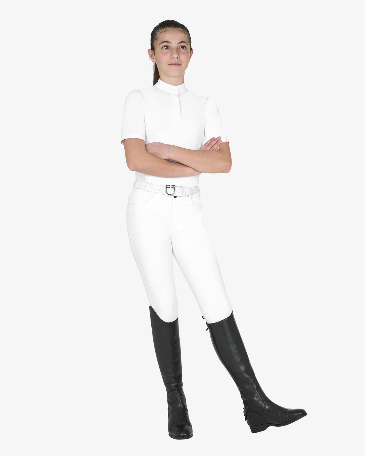Polo concorso bambina slim fit con bottoni