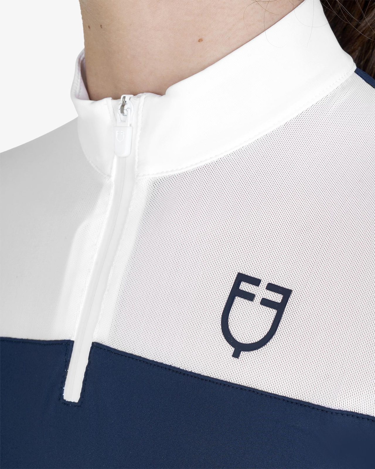 Polo concorso bambina manica lunga con inserti in micro mesh