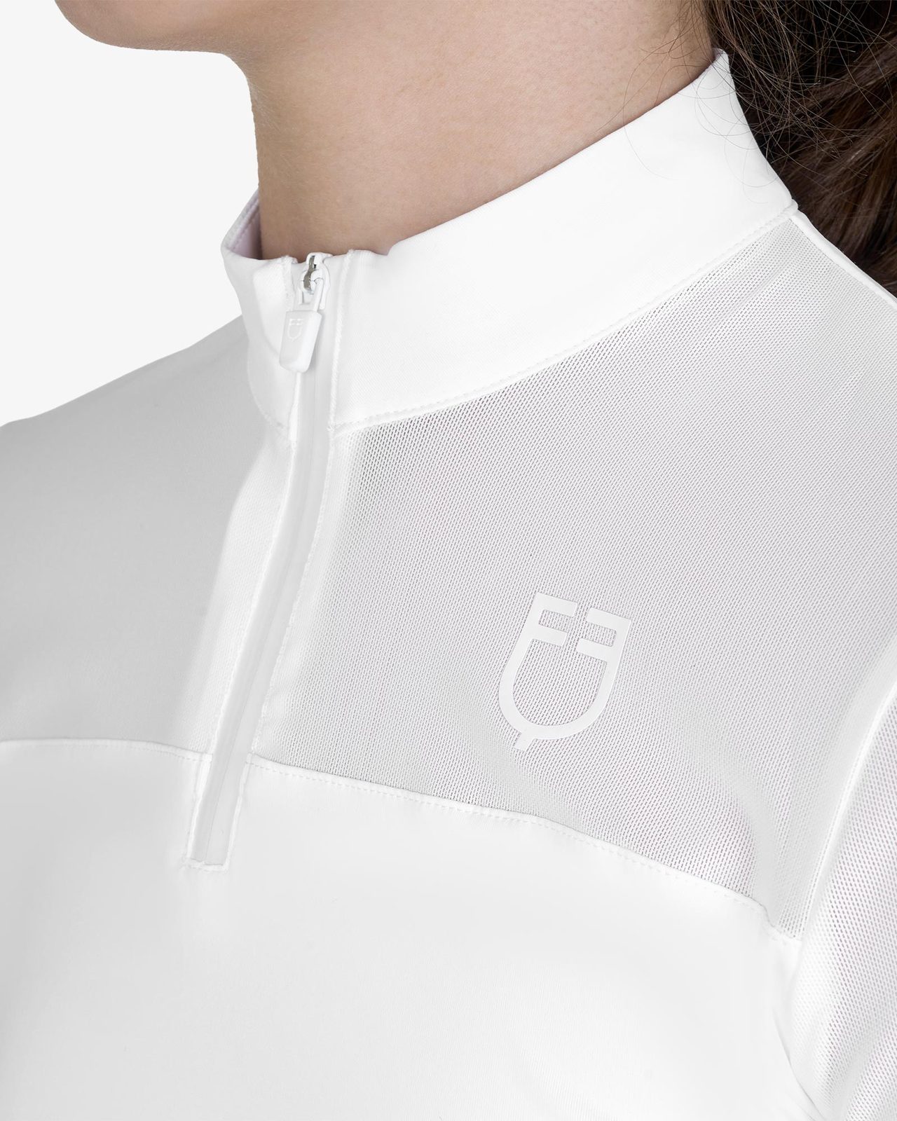 Polo concorso bambina manica lunga con inserti in micro mesh