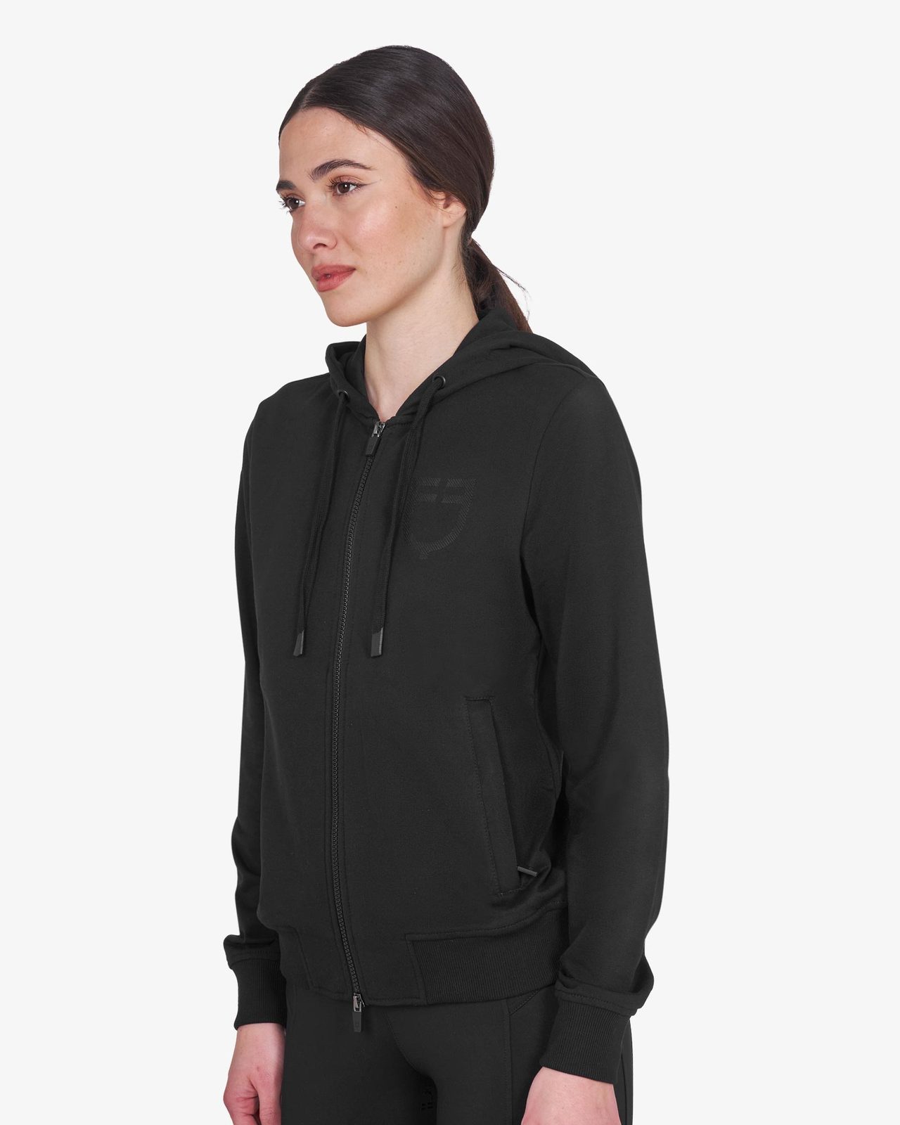Felpa donna con cappuccio regolabile e zip