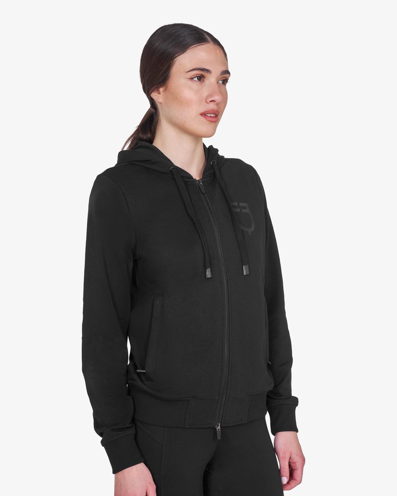 Felpa donna con cappuccio regolabile e zip