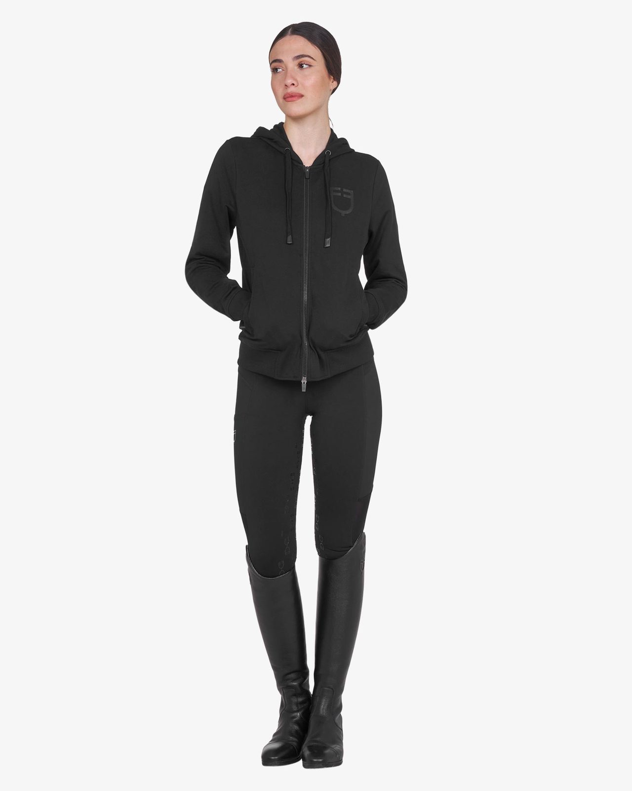 Felpa donna con cappuccio regolabile e zip