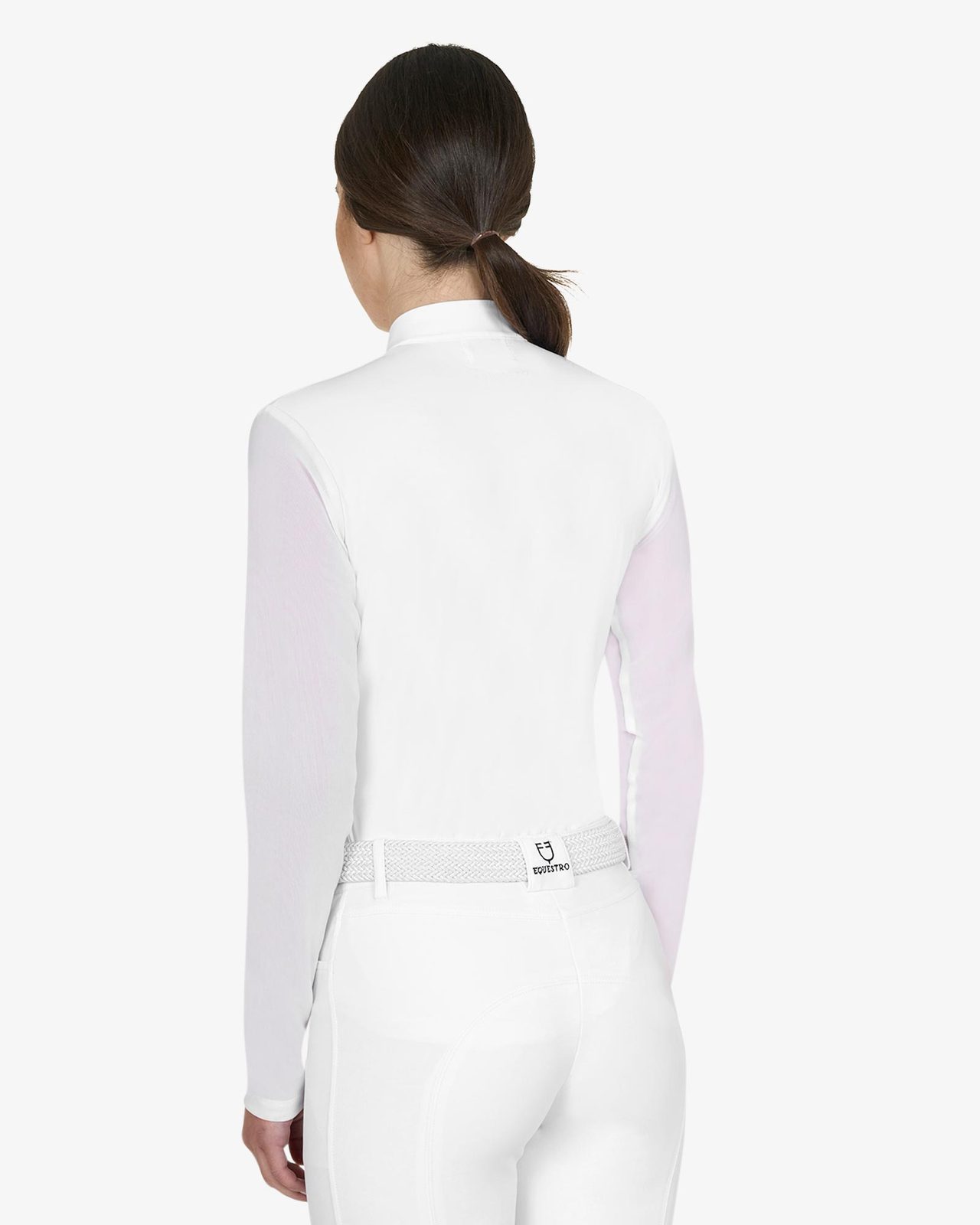 Polo concorso donna manica lunga con inserti in micro mesh