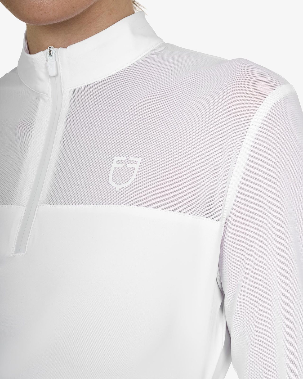 Polo concorso donna manica lunga con inserti in micro mesh