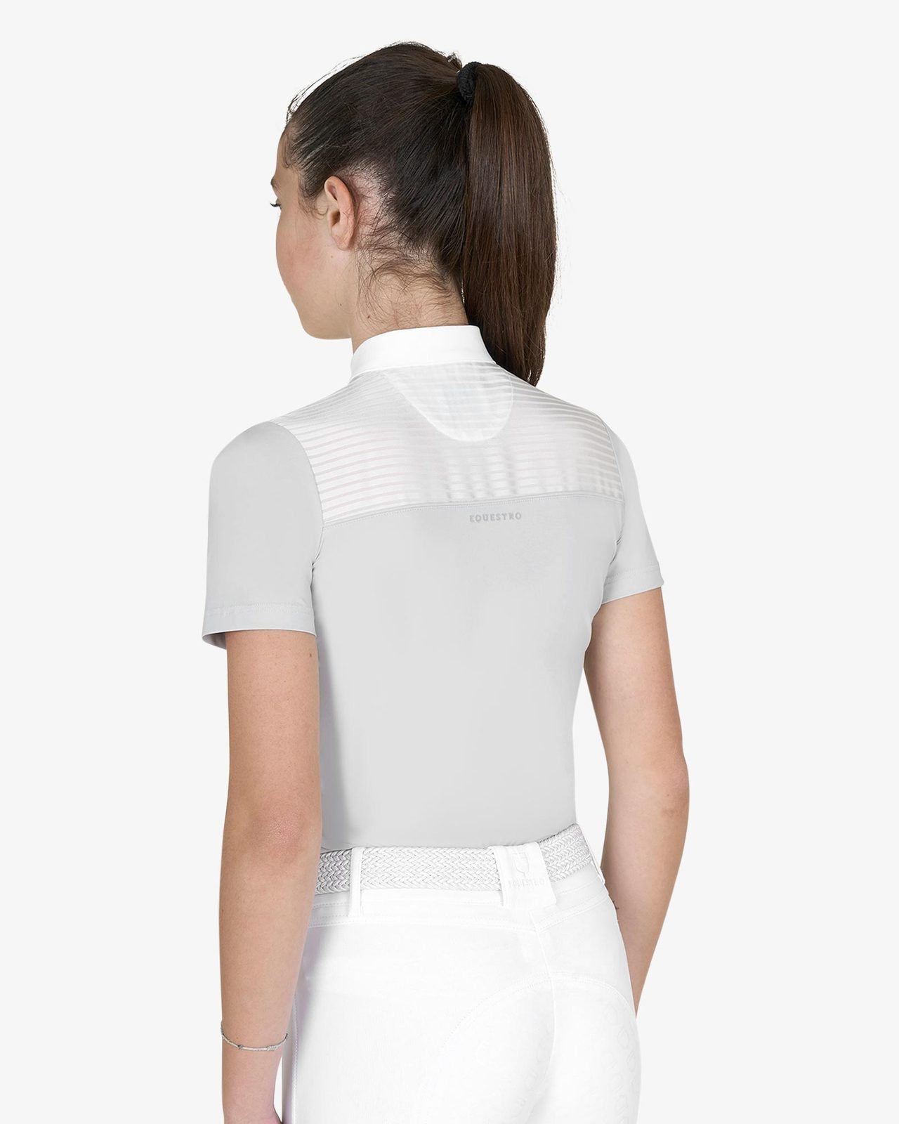 Polo concorso bambina slim fit con inserti in tessuto simil seta