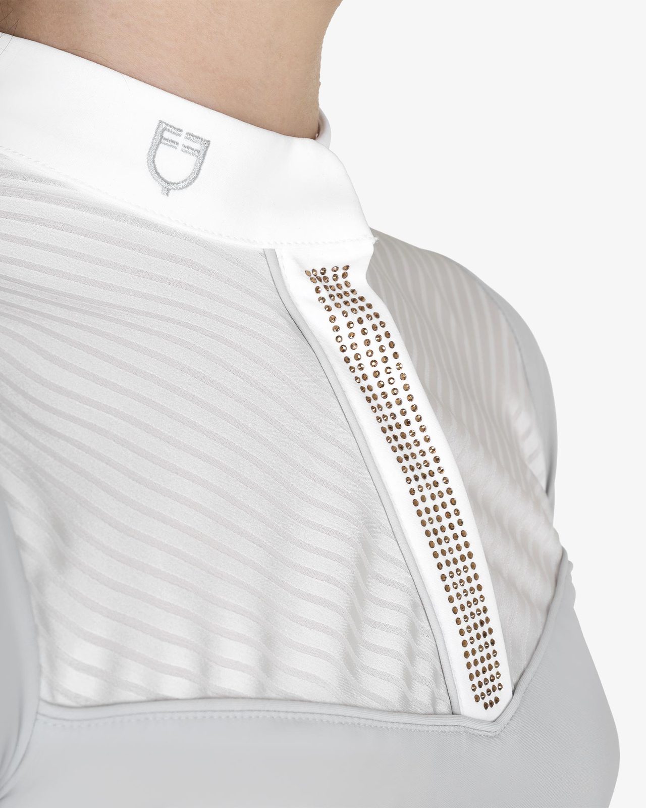 Polo concorso bambina slim fit con inserti in tessuto simil seta