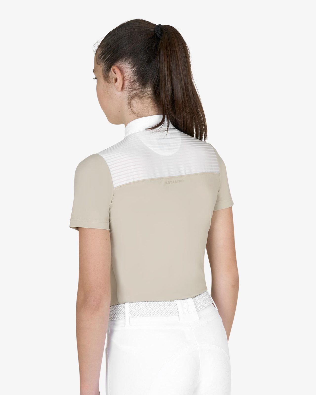 Polo concorso bambina slim fit con inserti in tessuto simil seta