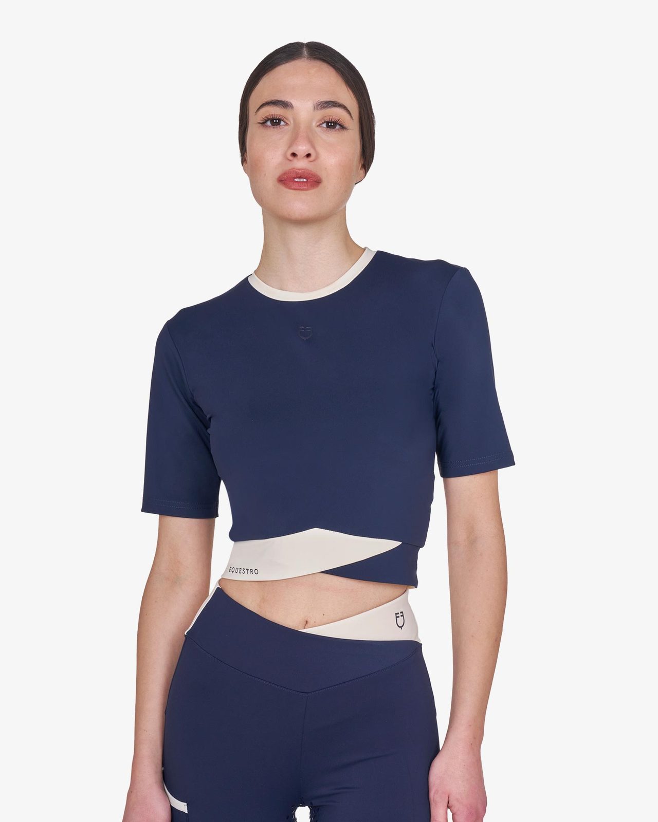 Women's cropped T-shirt in technical fabric