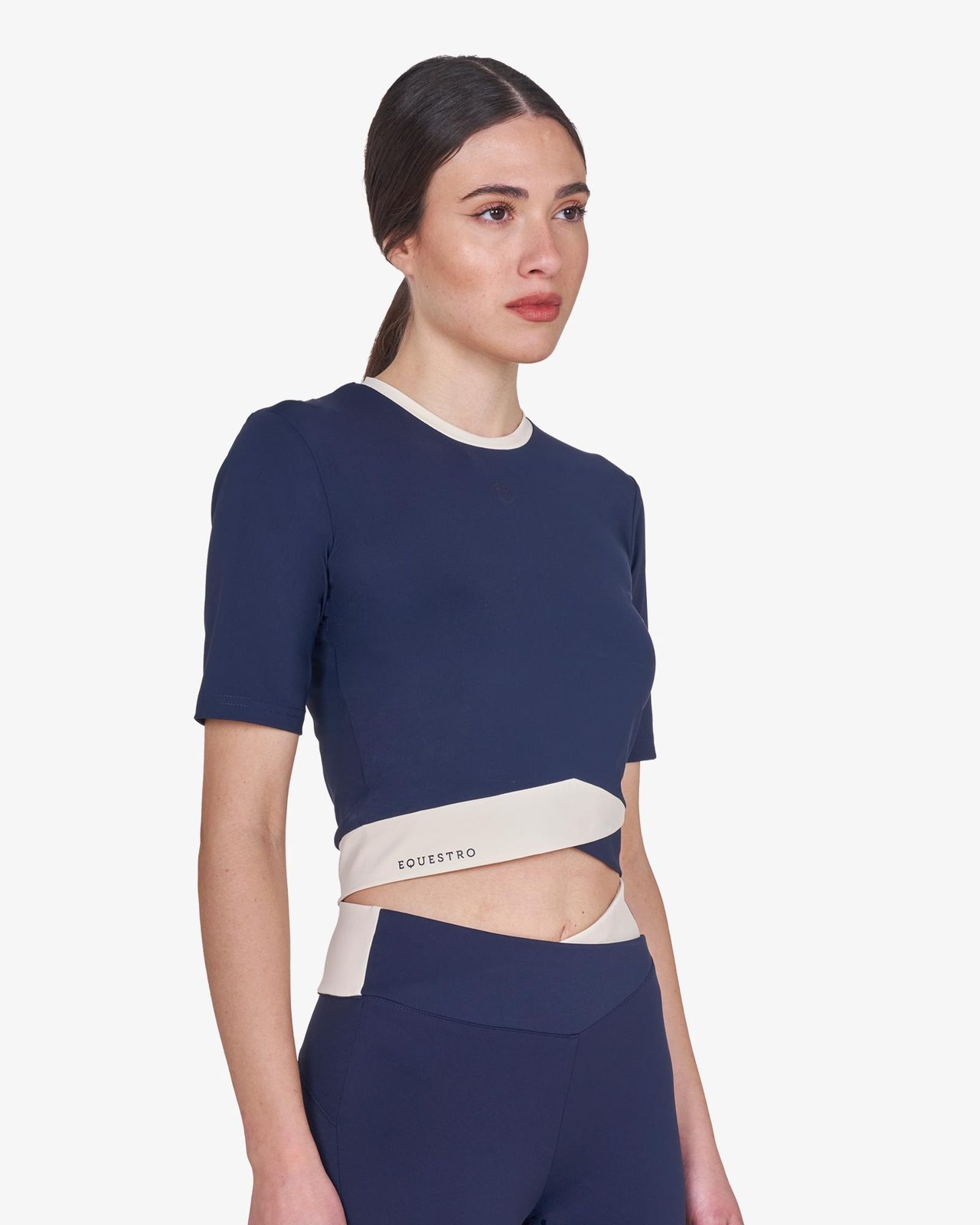 Women's cropped T-shirt in technical fabric