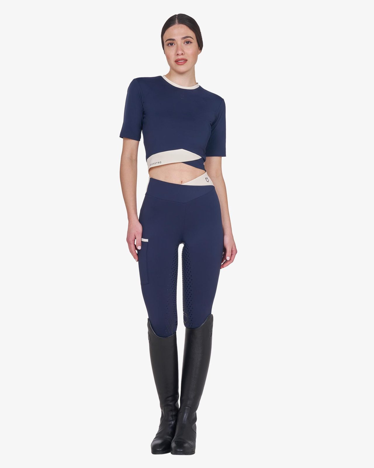 Women's cropped T-shirt in technical fabric