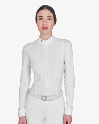 Polo donna concorso a maniche lunghe e zip