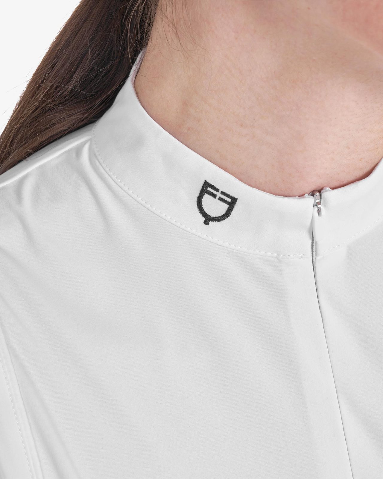 Polo donna concorso a maniche lunghe e zip