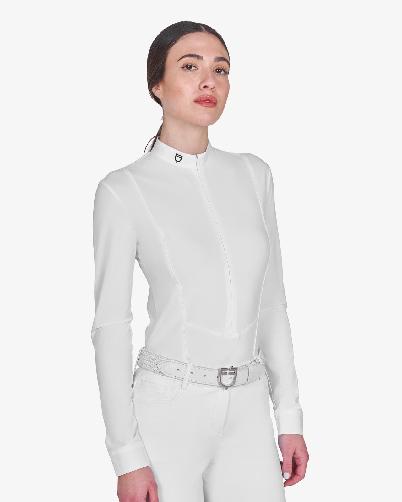 Polo donna concorso a maniche lunghe e zip