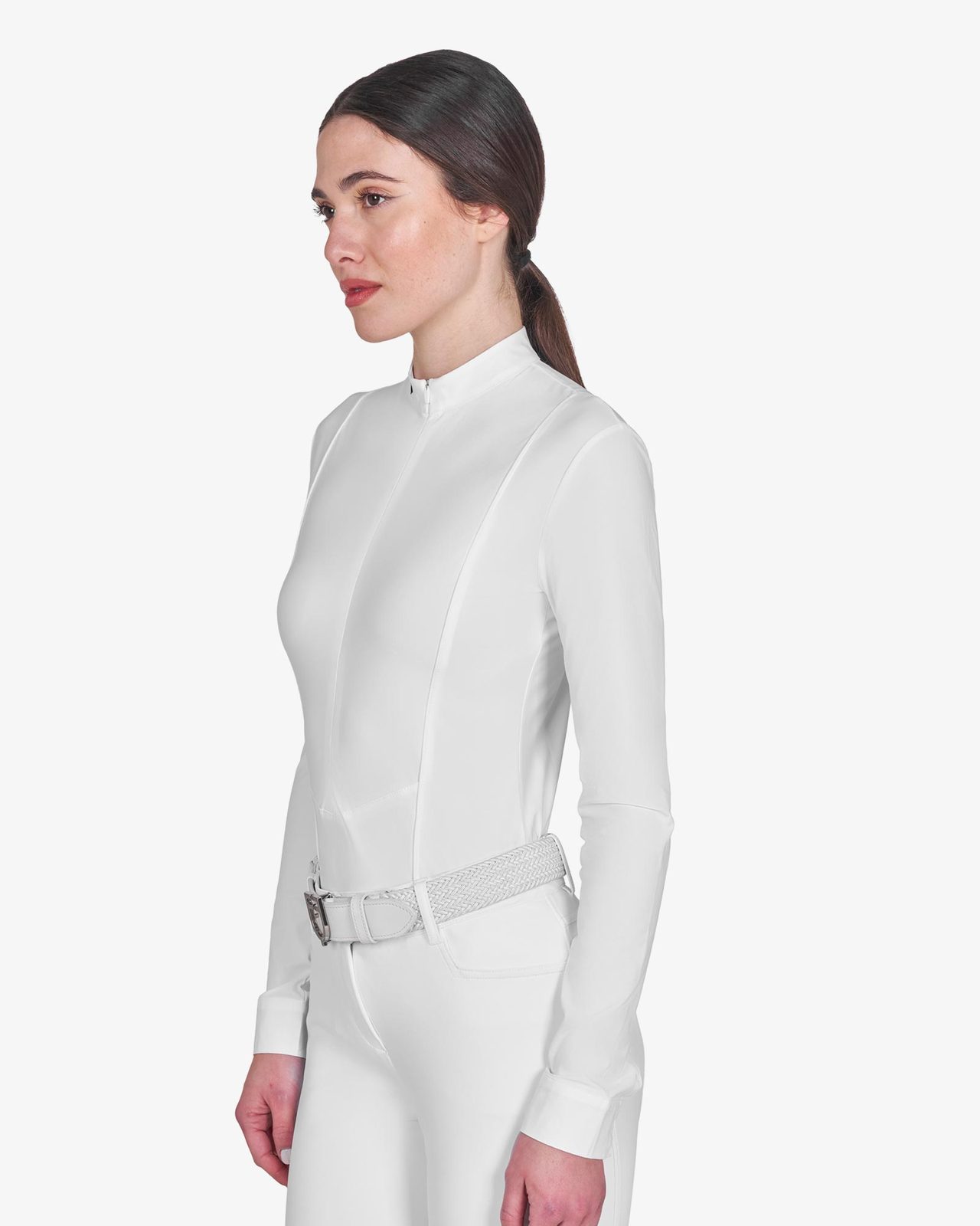 Polo donna concorso a maniche lunghe e zip
