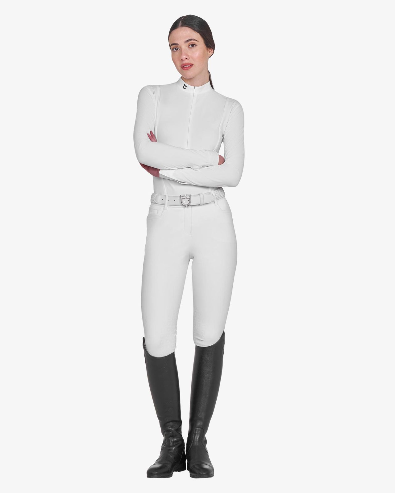 Polo donna concorso a maniche lunghe e zip