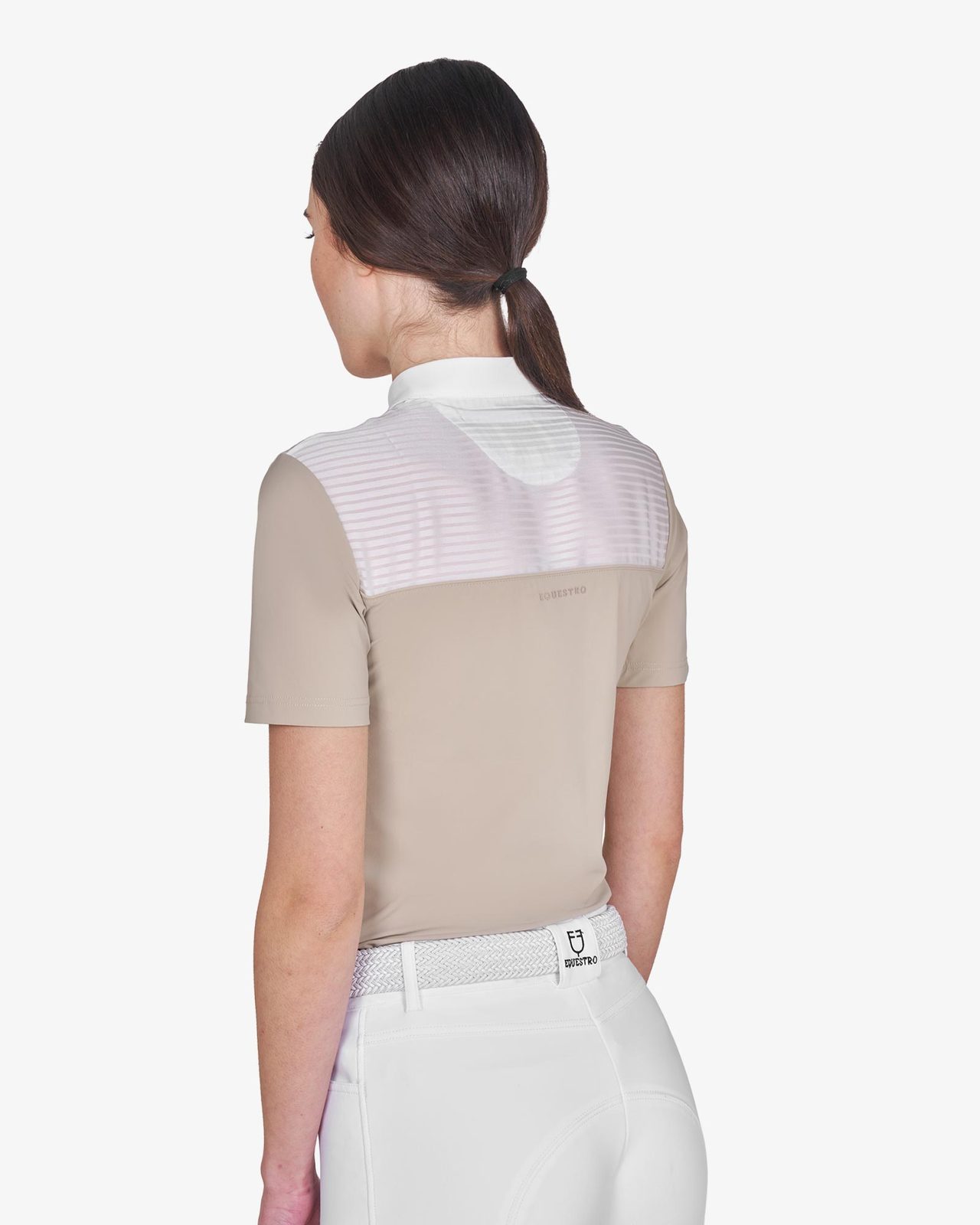 Polo concorso donna slim fit con inserti in tessuto simil seta