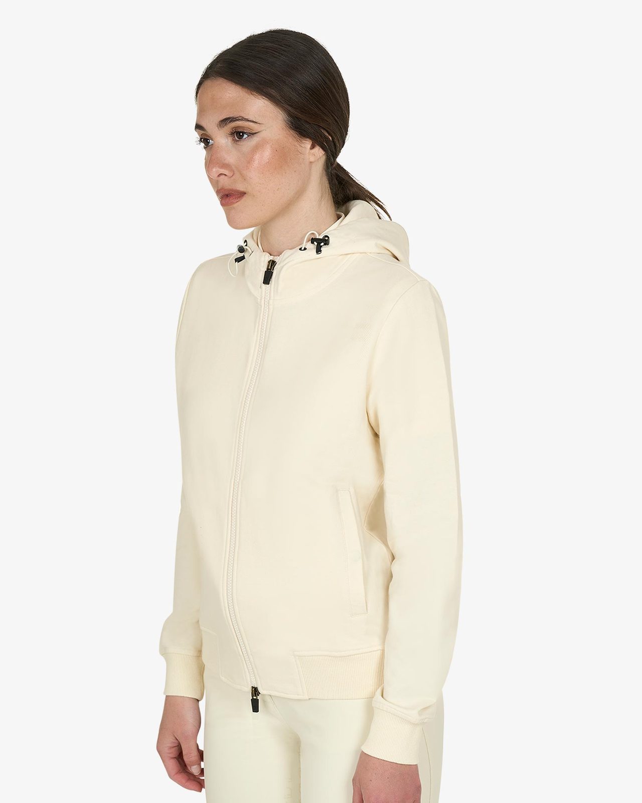 Felpa donna con cappuccio regolabile e zip