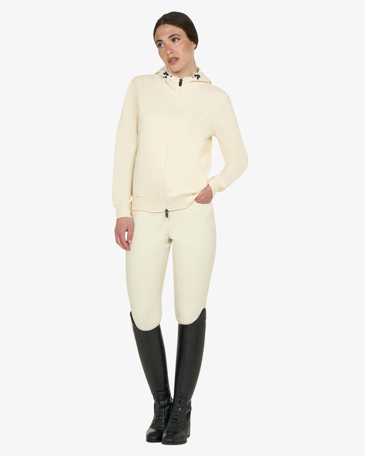 Felpa donna con cappuccio regolabile e zip