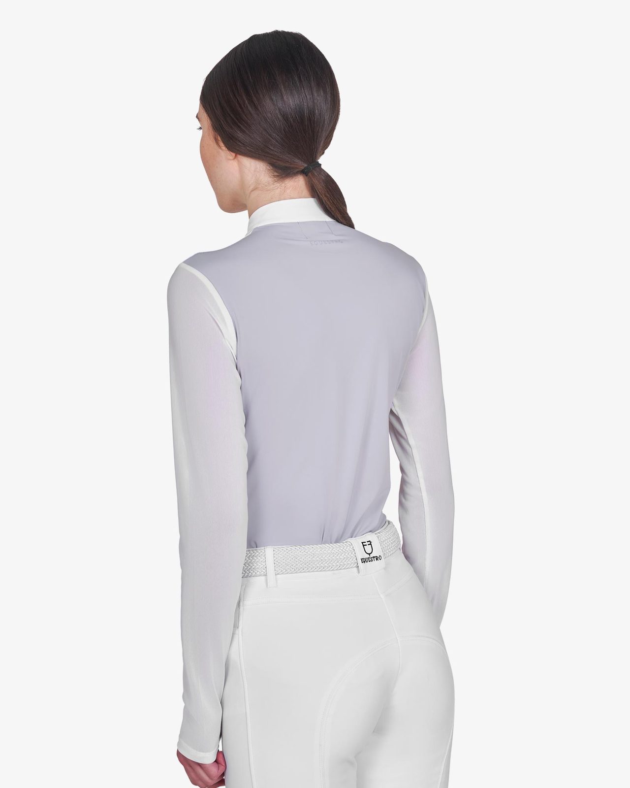 Polo concorso donna manica lunga con inserti in micro mesh