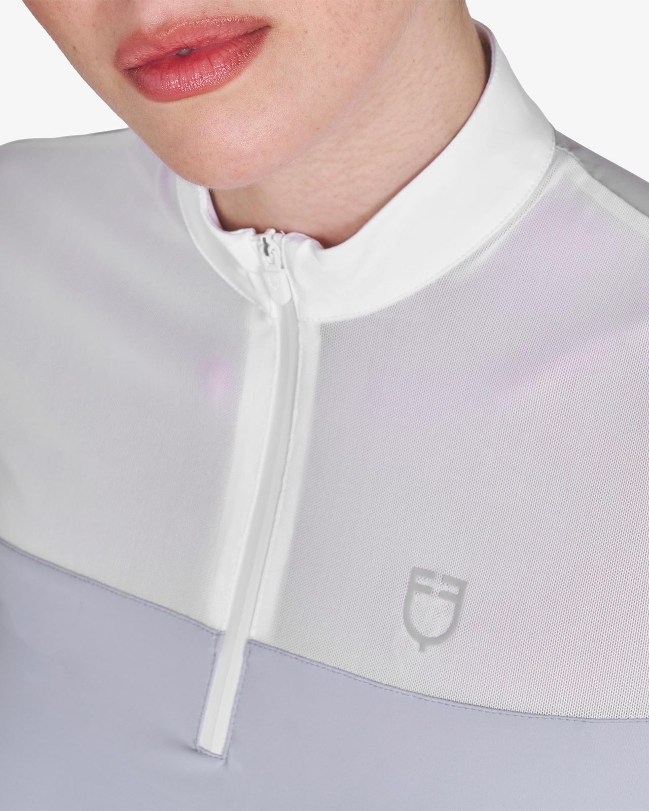 Polo concorso donna manica lunga con inserti in micro mesh