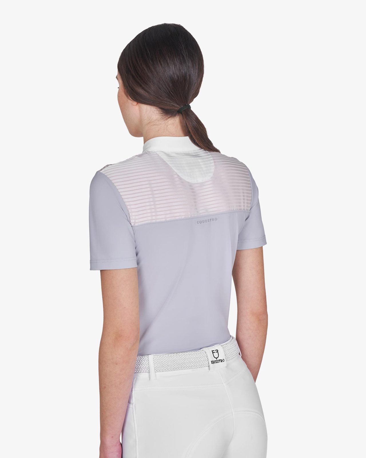 Polo concorso donna slim fit con inserti in tessuto simil seta