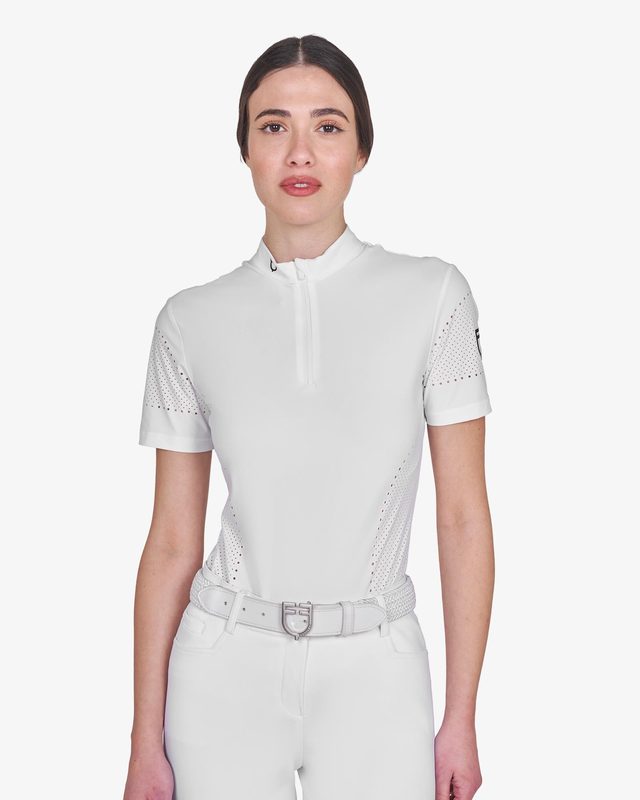 T-shirt donna da allenamento in tessuto tecnico con microfori