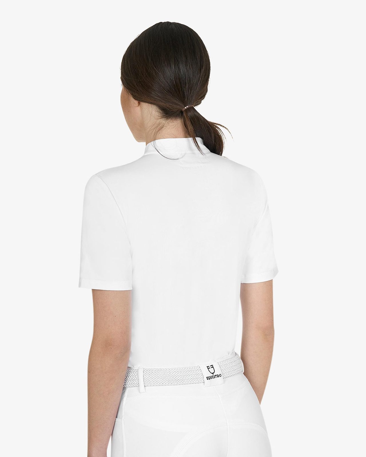 Women's competition polo shirt with concealed button closure