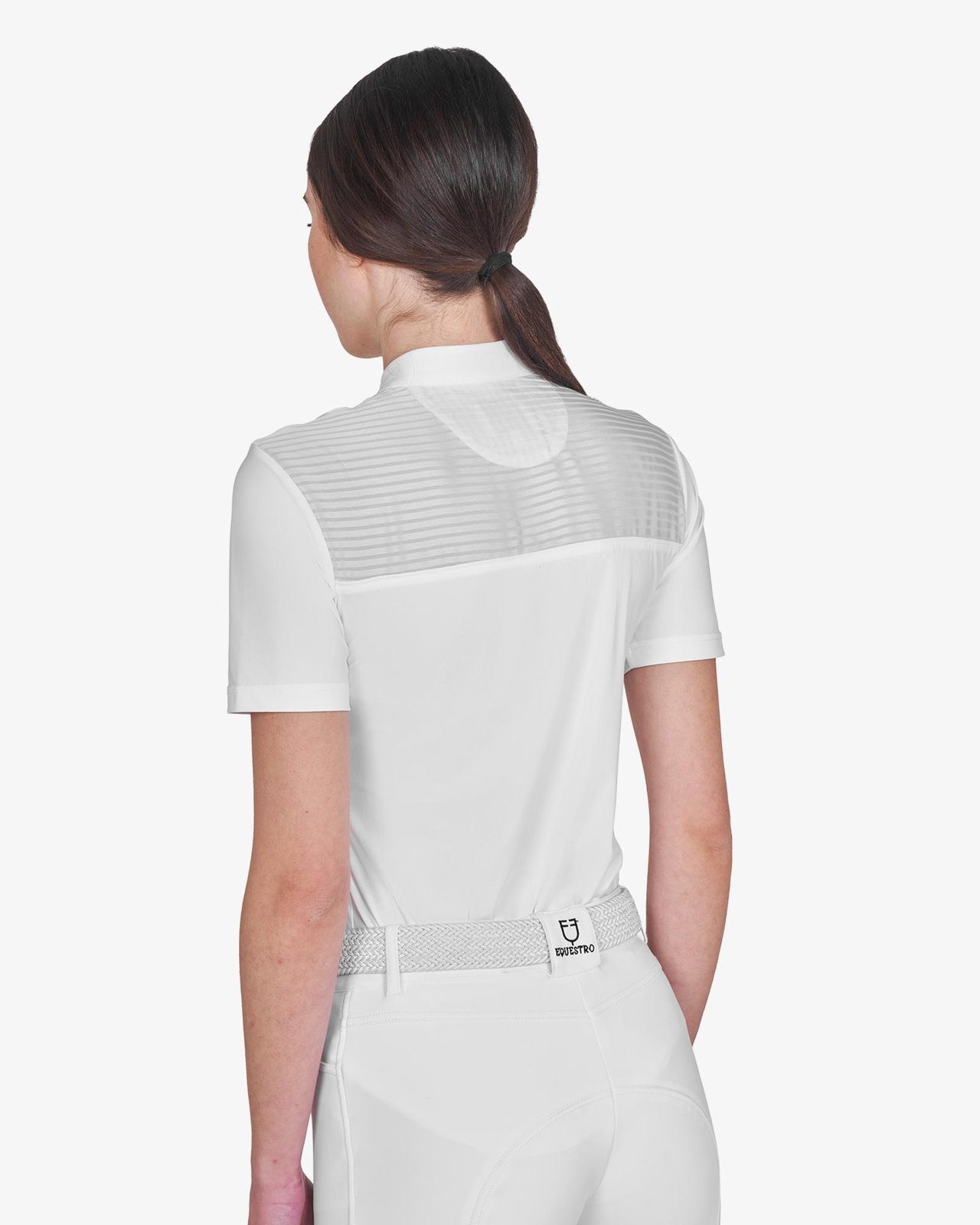 Polo concorso donna slim fit con inserti in tessuto simil seta