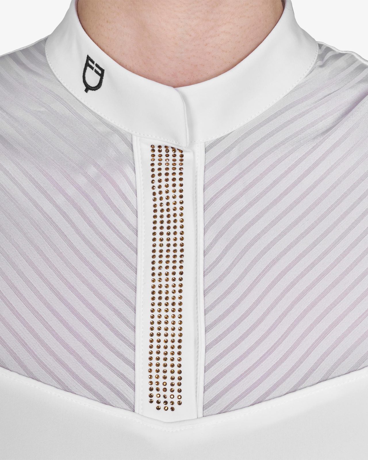 Polo concorso donna slim fit con inserti in tessuto simil seta