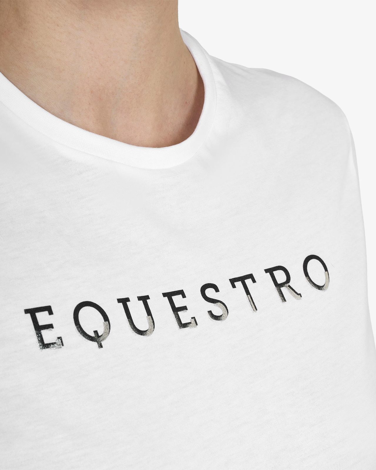 T-shirt donna in cotone logo laminato