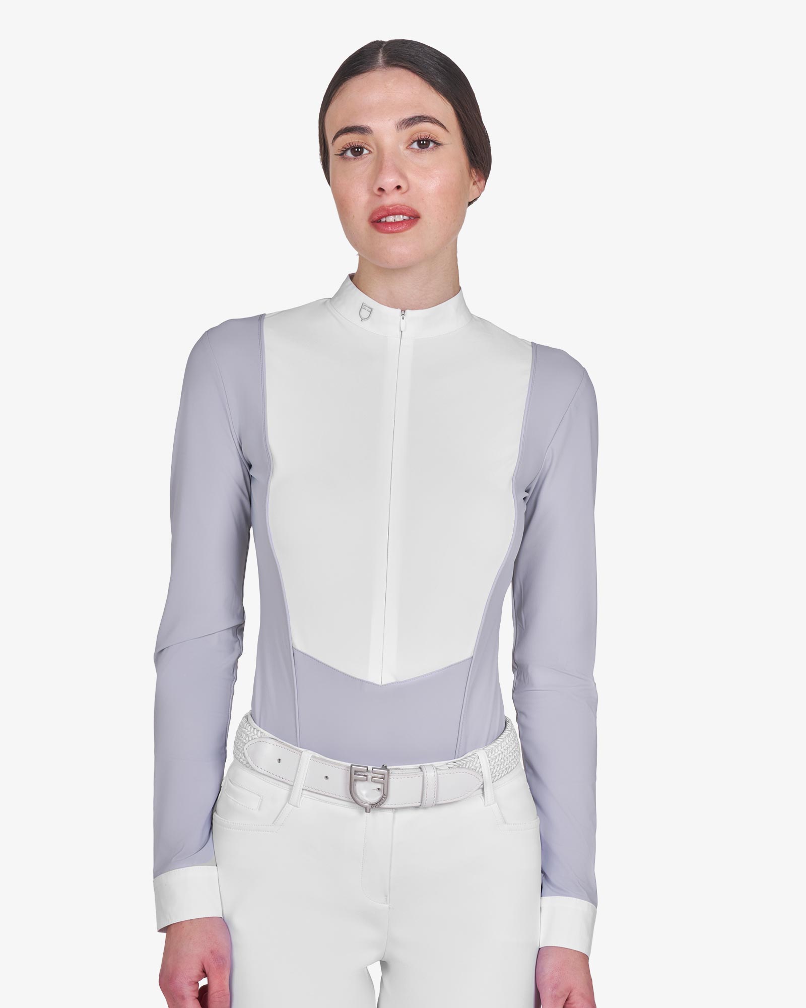 Polo donna concorso a maniche lunghe e zip