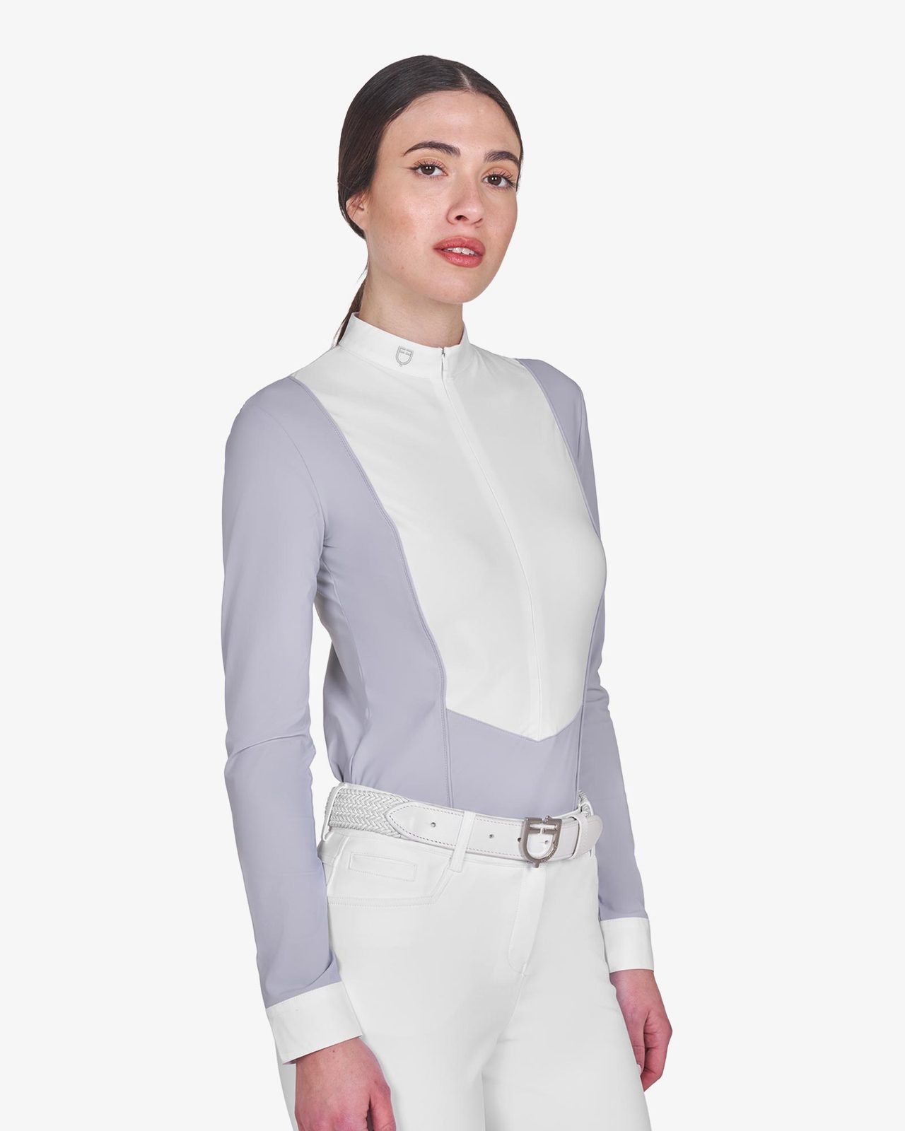 Polo donna concorso a maniche lunghe e zip