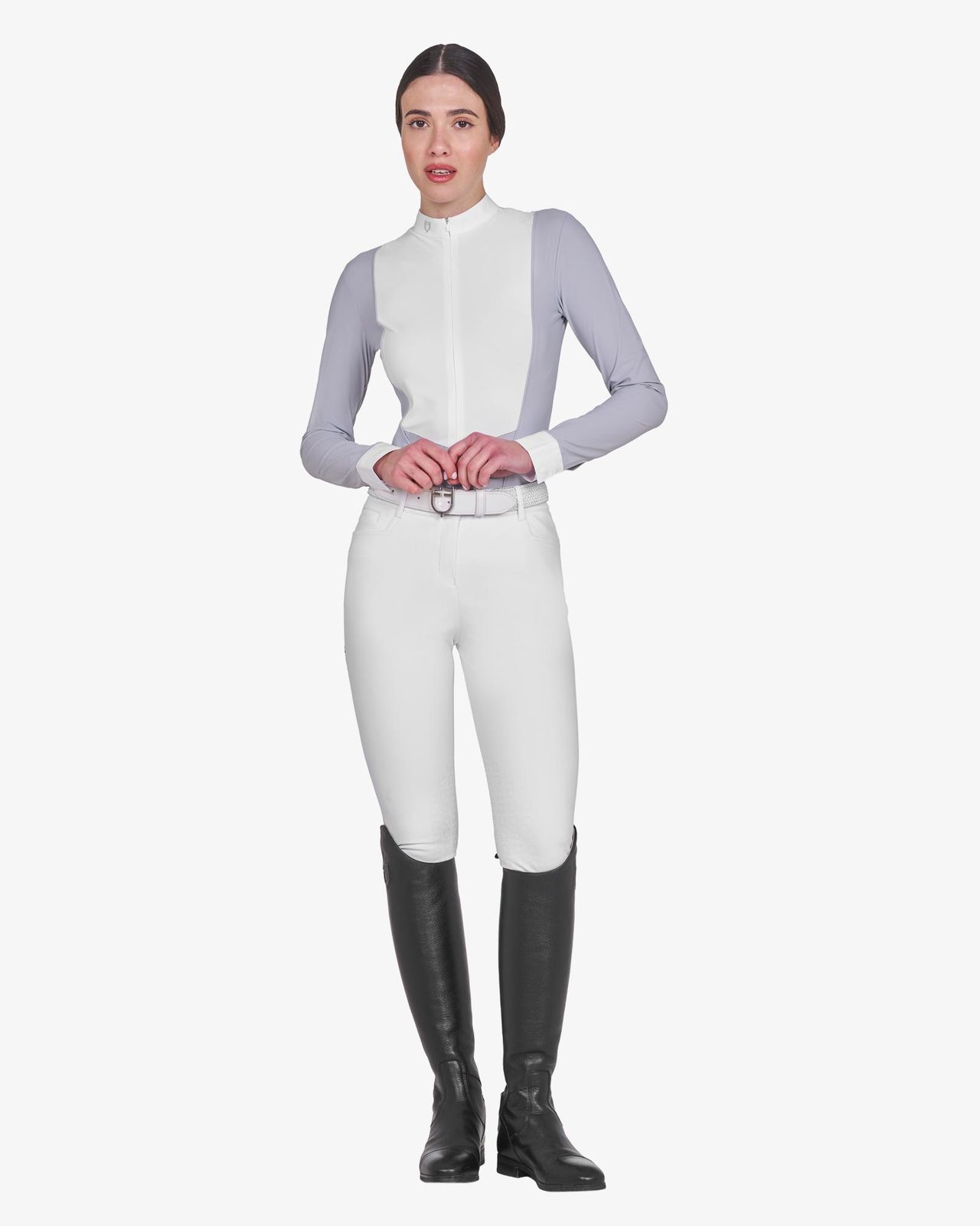 Polo donna concorso a maniche lunghe e zip