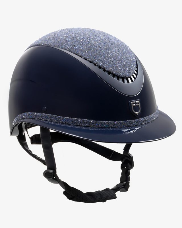 Helmet with wide visor and rhinestones homologation EN 1384-2023