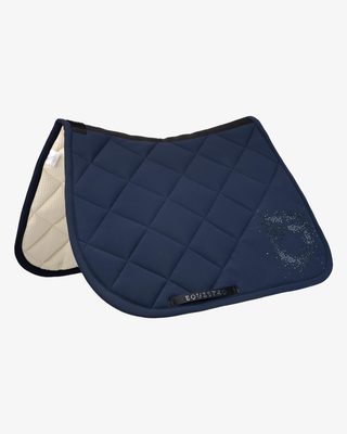 Jumping saddle pad with rhinestone logo