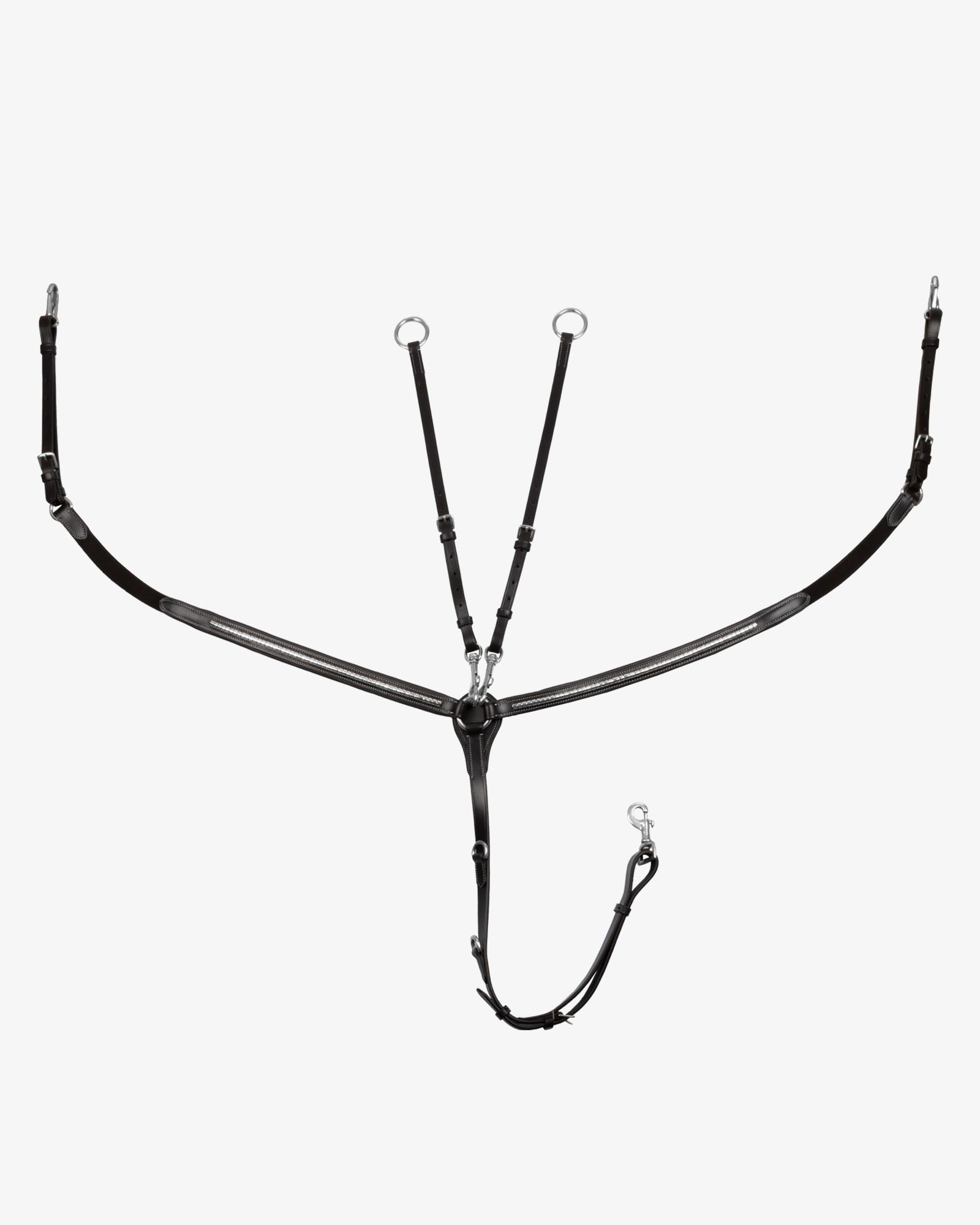 Tanned leather fork breastplate with silver clincher