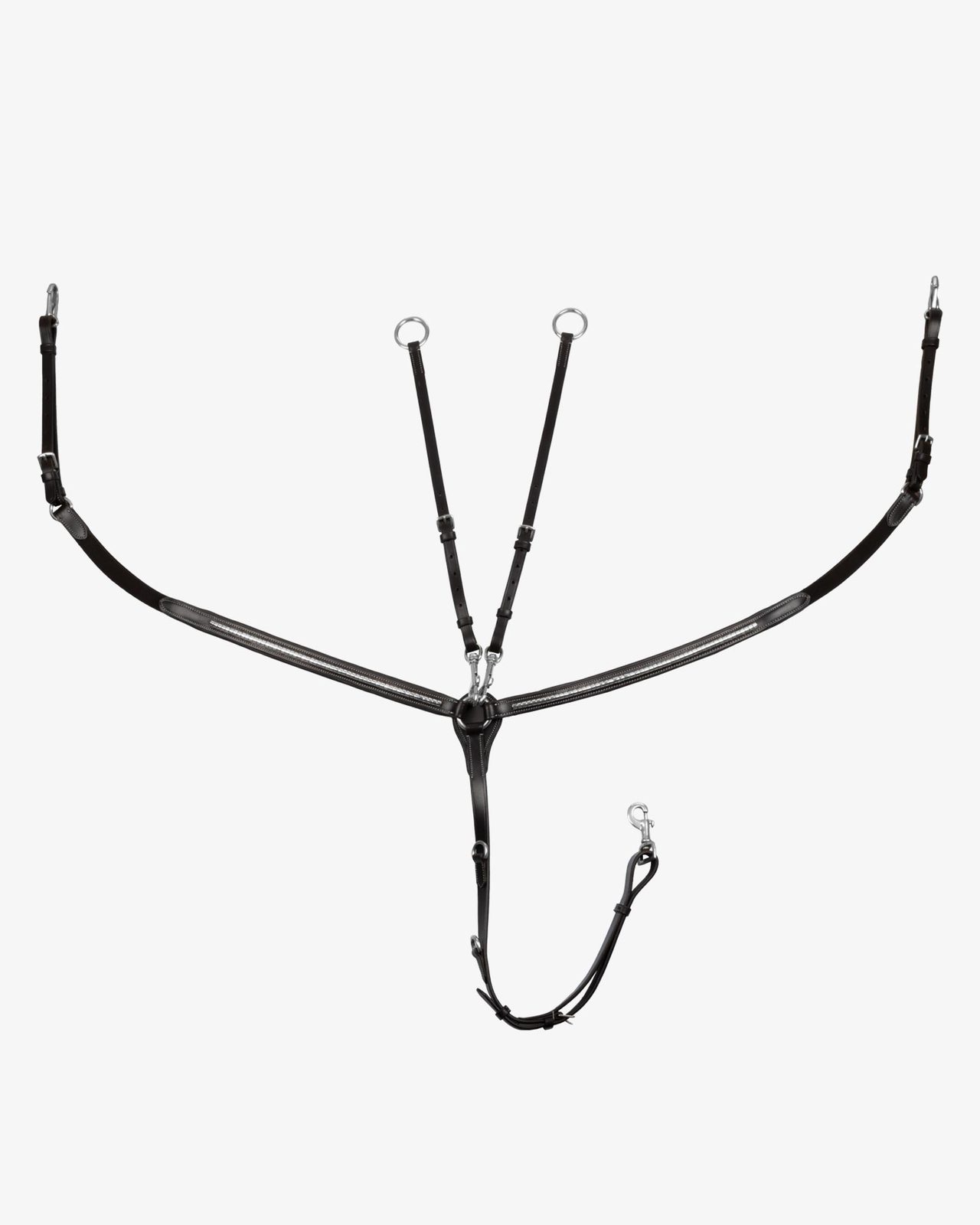 Tanned leather fork breastplate with silver clincher