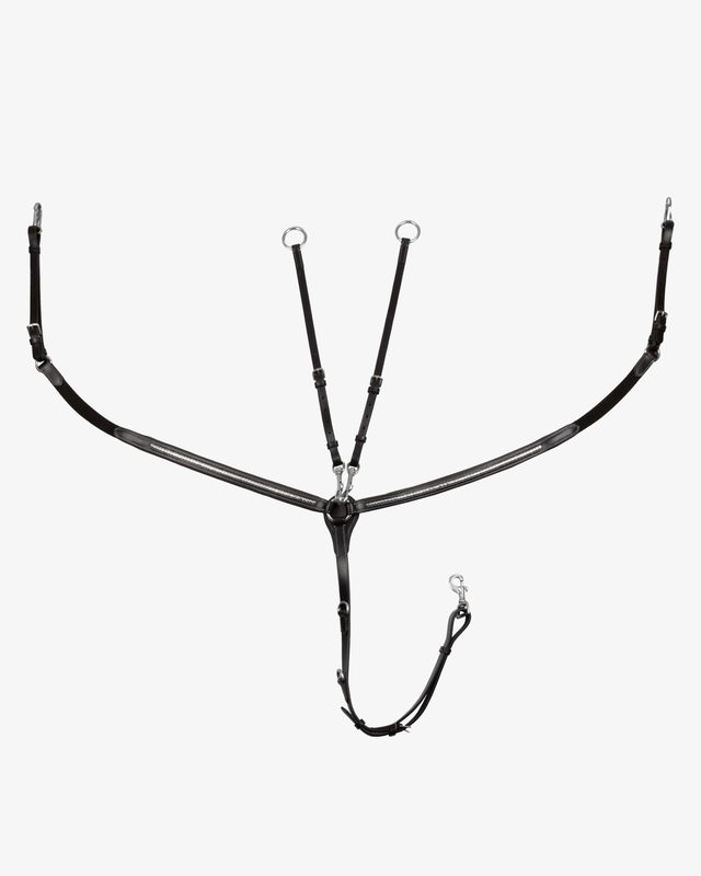 Tanned leather fork breastplate with silver clincher