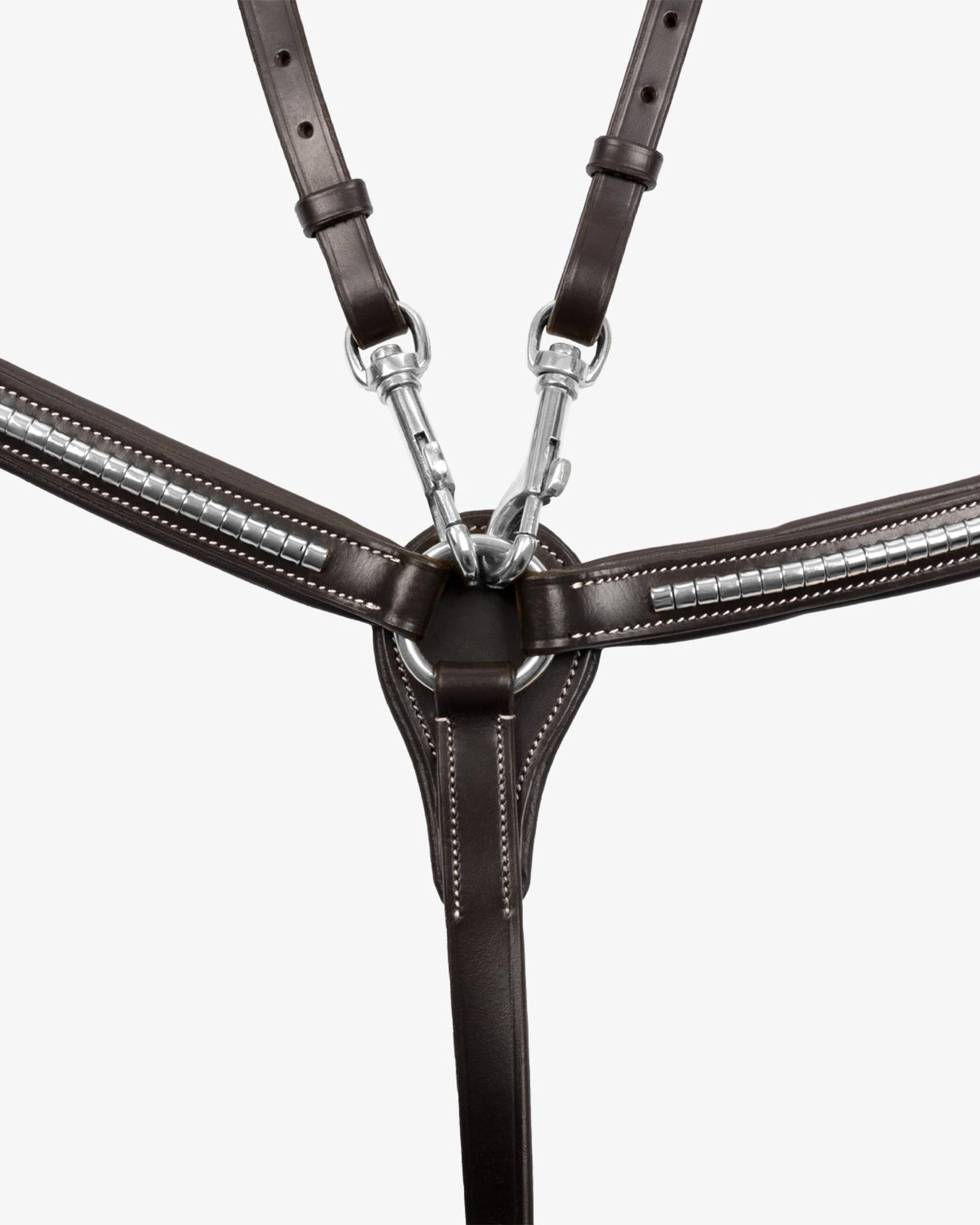 Tanned leather fork breastplate with silver clincher