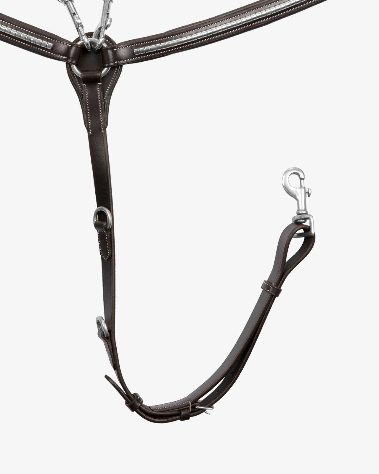 Tanned leather fork breastplate with silver clincher