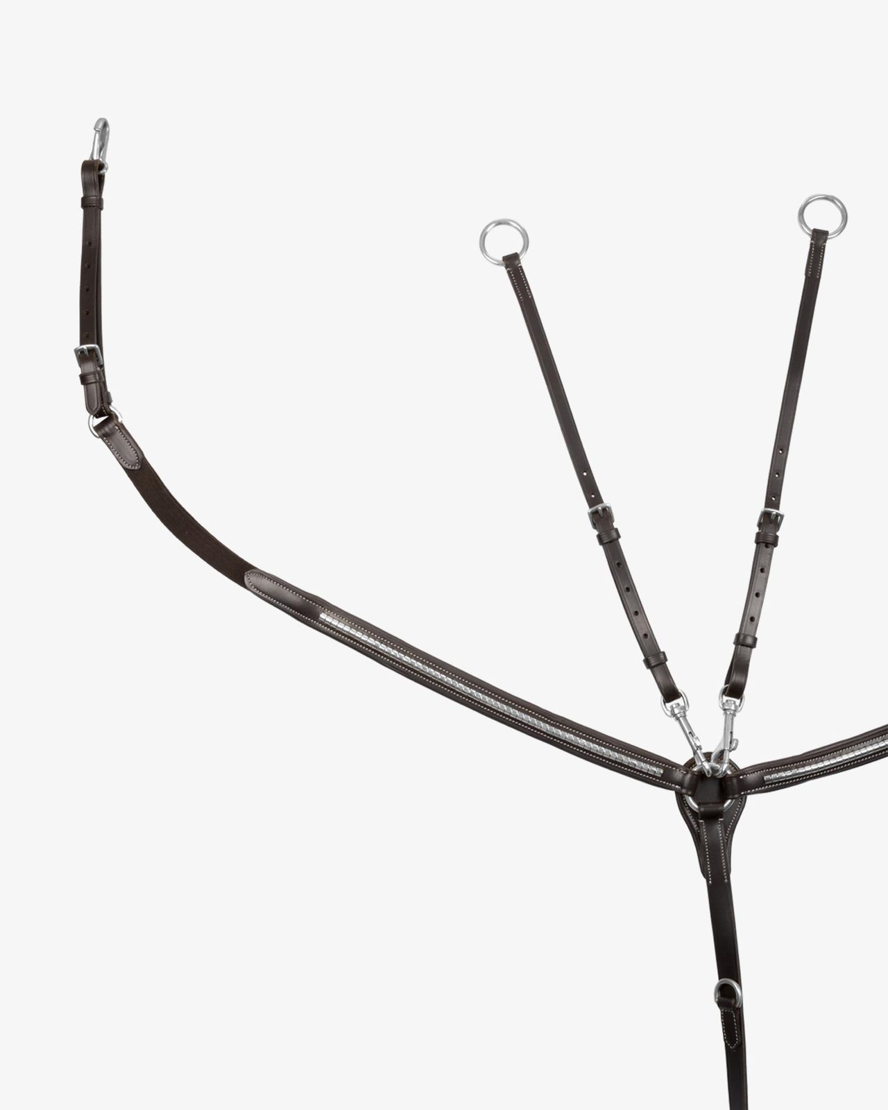 Tanned leather fork breastplate with silver clincher