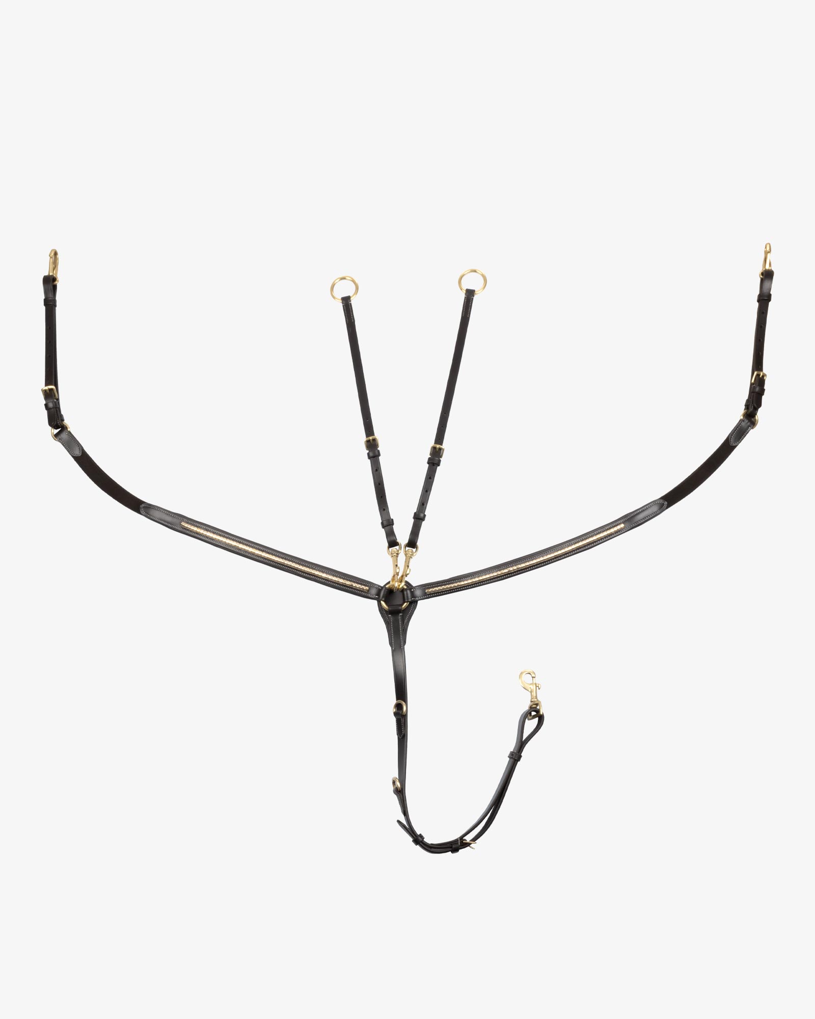 Tanned leather fork breastplate with brass clincher